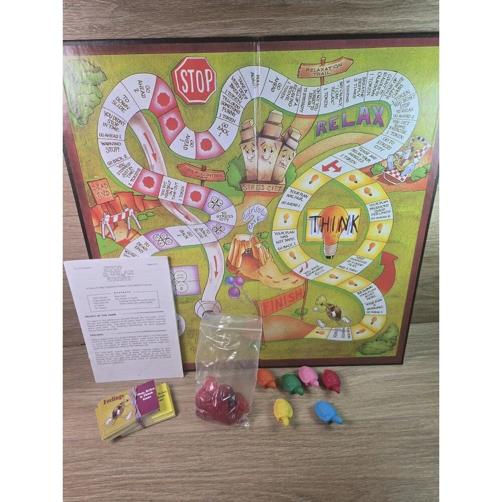 Stop Relax & Think Board Game for Compulsive Children 99% Complete in Box
